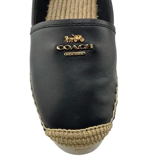 Coach Women Rye Nappa Leather Espadrille Flat Shoes Midnight Navy Sz 5.5 NEW‎ - Picture 2 of 11